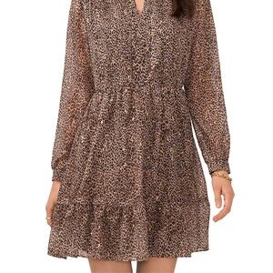 Vince Camuto Ruffled Hem Split Neck Dress- XXS